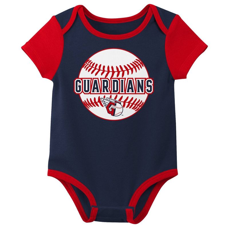 MLB Cleveland Guardians Baby Boys' Pinstripe 3pk Bodysuit, 4 of 5