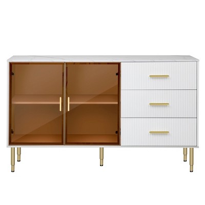 LOVMOR 47/60inch Sideboard Storage Buffet Cabinet Coffee Bar Cabinets for Living Room, Kitchen, Hallway