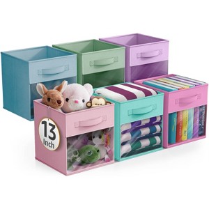 Sorbus 13 Inch 6 Pack Collapsible Fabric Storage Bins with Clear Window - for Organizing Clothes, Toys, Books, Shelves, Closets & more - 1 of 4