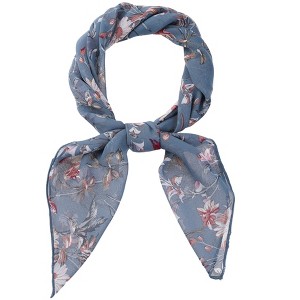 Allegra K Women's Chiffon Floral Print Square Scarves Kerchief Neck Scarf Neckerchief - 1 of 4