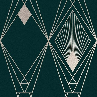 Teal and Gold Art Deco Geometric Removable Wallpaper