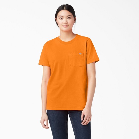 Dickies Women s Heavyweight Short Sleeve Pocket T shirt Orange