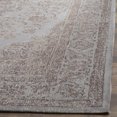 Gray Flat Woven Wool and Cotton Rectangular Area Rug