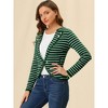 INSPIRE CHIC Women's Regular Fit Notched Lapel Button Decor Striped Blazer - 3 of 4
