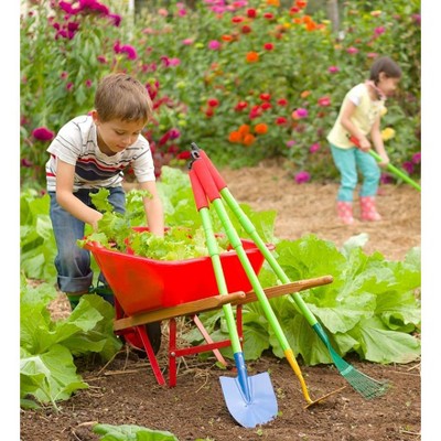 Little Roots Kids Metal Wheelbarrow Or Gardening Tool Kit Sets Garden Activity 