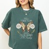 S.W.Smiley Where Friends and Flowers Flourish - Women's Garment Dyed Graphic T-Shirt - 3 of 4