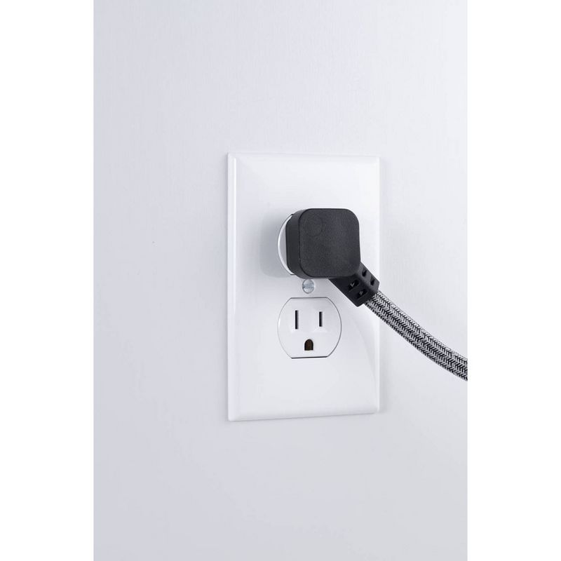 Cordinate 6 Outlet Grounded Power Strip with 3&#39; Braided Cord Black/Gray, 6 of 9