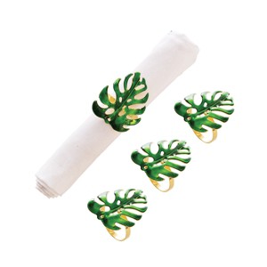 C&F Home Monstera Leaf Napkin Rings Set of 4 - 1 of 4