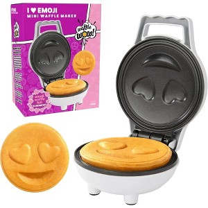 WaffleWow Heart Eye Emoticon Mini Waffle Maker - Make Breakfast Fun w/ Smiley Face Designs, Electric Nonstick Waffler - Officially Licensed by Emoji - 1 of 4