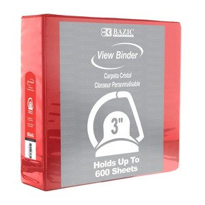 Bazic Products Slant D Ring View Binder with 2 Pockets, 3", Red (pack of 2) - 1 of 1