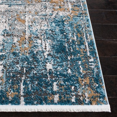 Modern Abstract Hand-Knotted Gray Synthetic Rectangular Rug