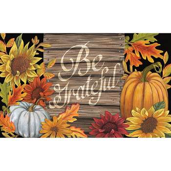 Briarwood Lane Be Grateful Thanksgiving Doormat Fall Floral Pumpkin Indoor Outdoor 30" x 18"