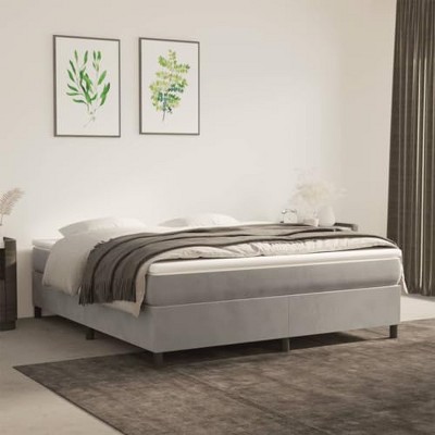 vidaXL Box Spring Bed Frame, King Size, Light Gray Velvet Upholstery