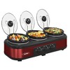 Heynemo Triple Slow Cooker with three 1.5-Quart Ceramic Pots, Buffet Servers and Warmers with Glass Lids and 3 Spoons, Stainless Steel - 2 of 4