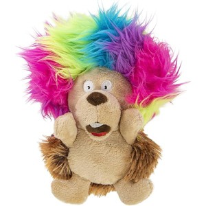 goDog Crazy Hairs Hedgehog Silent Squeak Plush Dog Toy, Chew Guard Technology - Brown, Small - 1 of 1