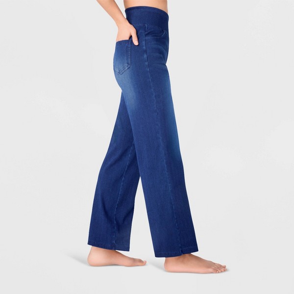 Pantalones de mezclilla de tiro alto, pierna ancha y elásticos con bolsillos delanteros y traseros para mujer - A New Day™ 4