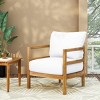 Coolbibila 1 Piece Outdoor Acacia Wood Patio Club Chair,Wooden Patio Garden Arm Chairs With Waterproof Thick Cushion And Slatted Backrest - 2 of 4