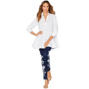 Roaman's Women's Plus Size Poplin Swing Tunic - 1 of 4