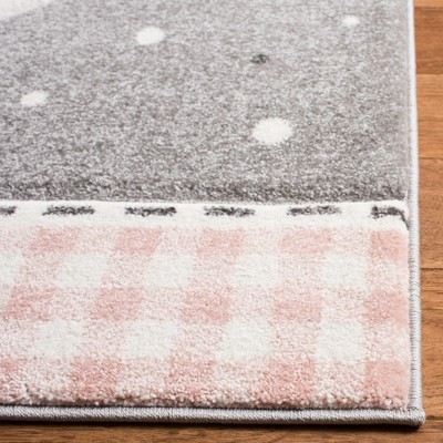 Ivory and Pink Hand-Knotted Synthetic Kids Rug, 3'3" x 5'3"