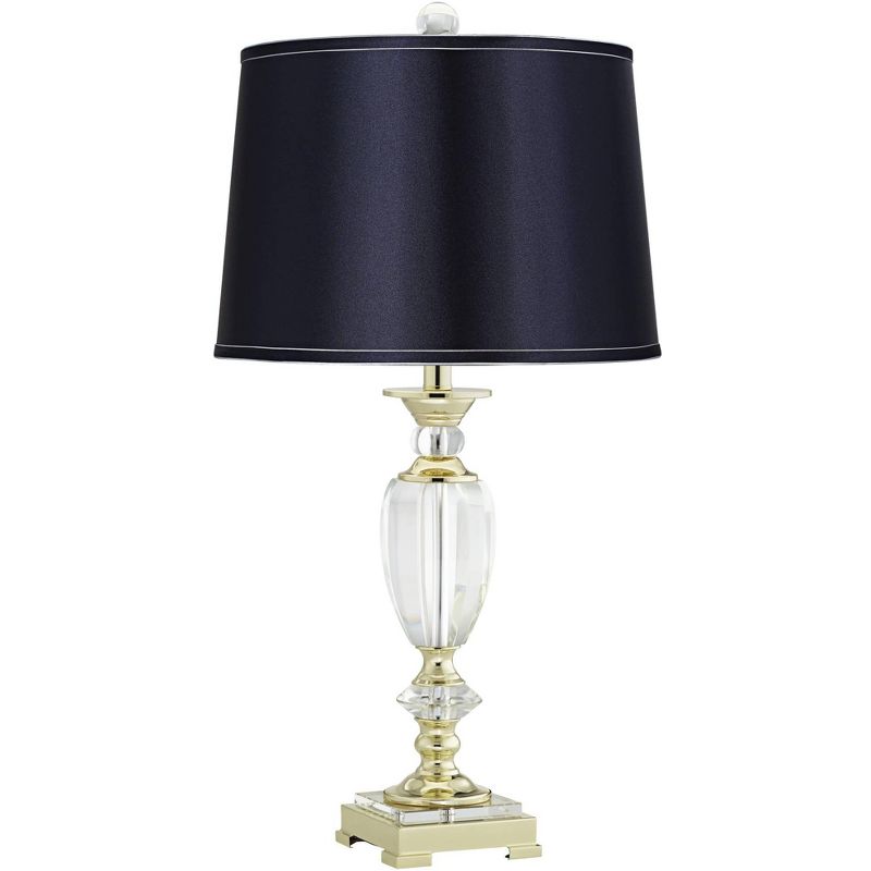 Vienna Full Spectrum European Style Table Lamp 28.75" Tall Brass Faceted Clear Crystal Urn Navy Blue Hardback Drum Shade Living Room Bedroom, 1 of 7