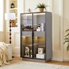 VYNXARIA 60.6" Tall Modern Display Cabinet with Tempered Glass Door and Two Drawers for Living Room & Office£¬Gray - 2 of 4
