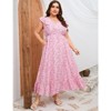 Coolmee Women's Plus Size Summer Boho Dress Ruffle Cap Sleeveless V Neck Long Beach Maxi Dress - 4 of 4