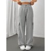Women's Winter & Fall Wide - Leg Cargo Sweatpants, Solid Color Side Pocket Casual Loose - Fit Joggers - 2 of 4