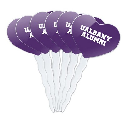 University at Albany Alumni Heart Love Cupcake Picks Toppers Decoration Set of 6
