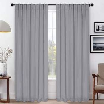 Classic Modern Solid Room Darkening Semi-Blackout Curtains, Rod Pocket/ Back Tabs, Set of 2 by Blue Nile Mills