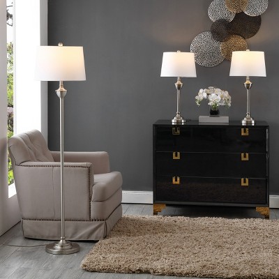 Classic-Contemporary Nickel Finish Floor & Table Lamp Set of 3