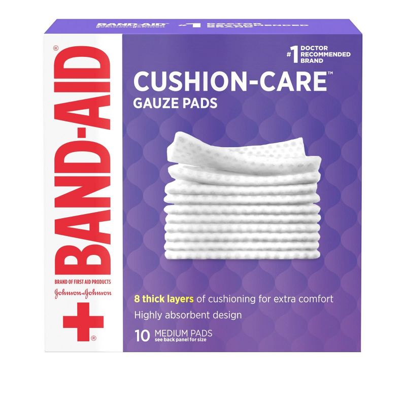 Johnson &#38; Johnson Brand Cushion Care Gauze Pads, Medium, 3 in x 3 in - 10 ct, 1 of 7