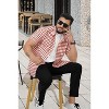 LA LEELA Men's Short Sleeve Button Down Plaid Men's Classic Casual Summer Vacation Camp Beach Collar Poplin Shirts Flannel Work Shirt - 4 of 4