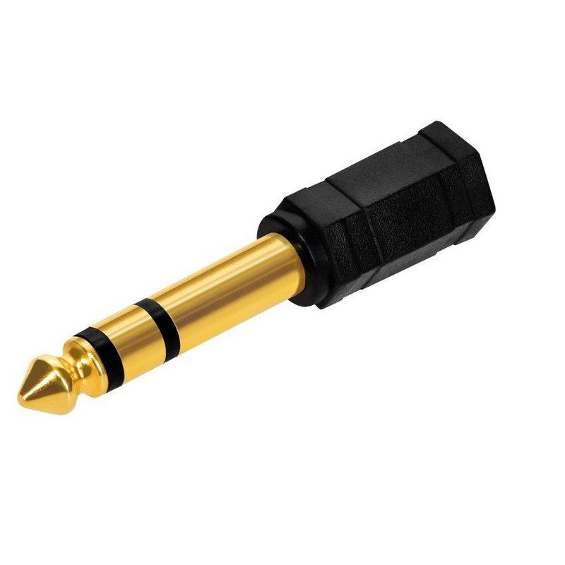 Monoprice 1/4in (6.35mm) TRS Stereo Plug to 3.5mm TRS Stereo Jack Adapter | Gold Plated, 1 of 7