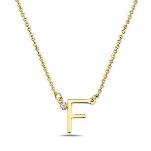 Stylish 14k gold plated initial necklace adorned with sparkling cubic zirconia for a personalized and elegant touch. - 1 of 2