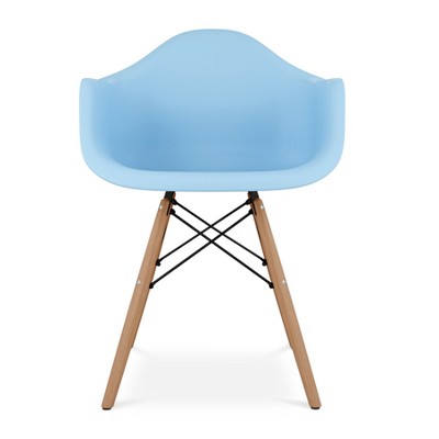 HomeRoots Blue And Natural Heavy Duty Plastic And Solid Wood Dining Arm Chair