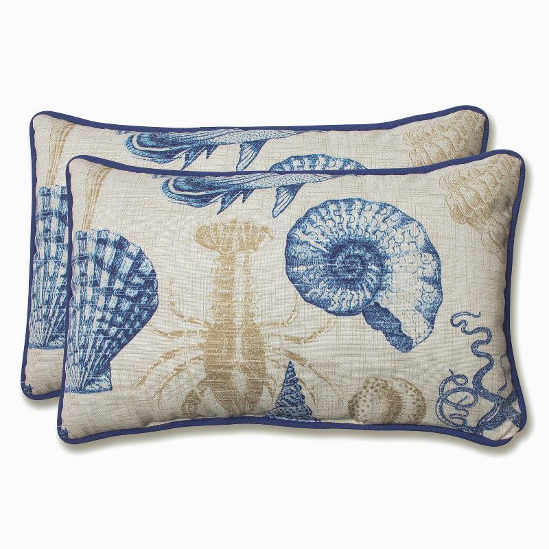 2-Piece Outdoor Lumbar Pillows - Sealife - Pillow Perfect, 1 of 5