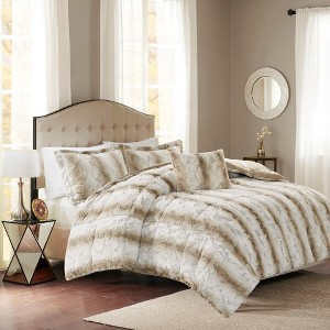 Lyngins 4-Piece Faux Fur Full/Queen Comforter Set, Ultra-Soft Bedding Set with Shams & Decorative Pillow, Oeko-Tex Certified Quilt Bedding Set - 1 of 4