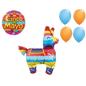 LOONBALLOON Fiesta Theme Balloon Set, 33 Inch Fiesta Pinata Balloon, Cinco de Mayo Celebration Balloon, 4xpcs Latex Balloons - 1 of 1