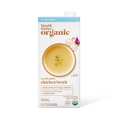 Organic No Salt Added Chicken Broth - 32oz - Good & Gather™