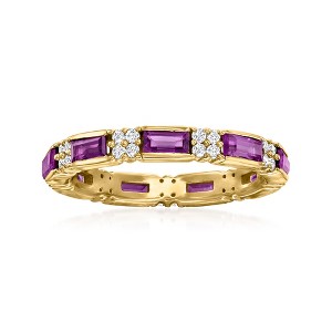 Ross-Simons 1.20 ct. t.w. Amethyst and .40 ct. t.w. White Zircon Eternity Band in 18kt Gold Over Sterling - 1 of 4