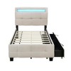 TIRAMISUBEST Twin Size Upholstered Platform Bed with LED Frame and 2 Storage Drawers, Linen Fabric Bed Frame with Headboard and Slats Support - 4 of 4