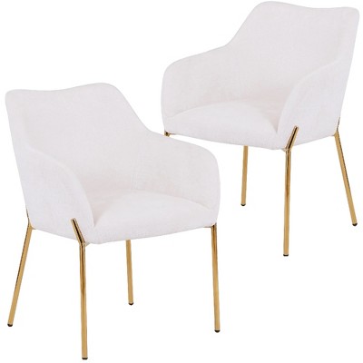 LeisureMod Zaire Modern Dining Chair – Upholstered Side Chair with Gold Iron Legs, Stylish Accent Chair for Dining Room or Kitchen Set of 2