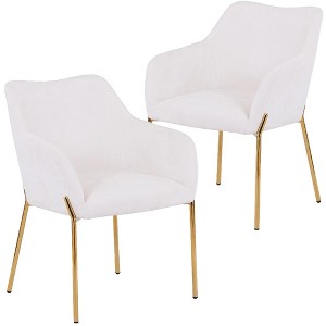 LeisureMod Zaire Modern Dining Chair – Upholstered Side Chair with Gold Iron Legs, Stylish Accent Chair for Dining Room or Kitchen Set of 2 - 1 of 4