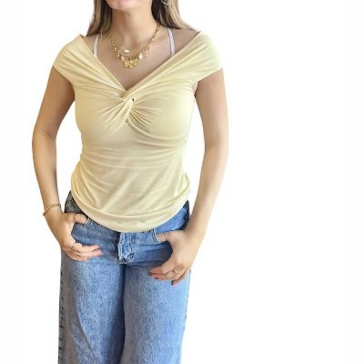 Women's Off The Shoulder Lemon Top Twisted Neckline - Dex Clothing