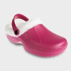 FOAMWALK Women's Comfortable Furry Solid and Bubble Heel Platform Clogs with Faux Fur Lining - Fur Lined Clogs for Women - 1 of 4