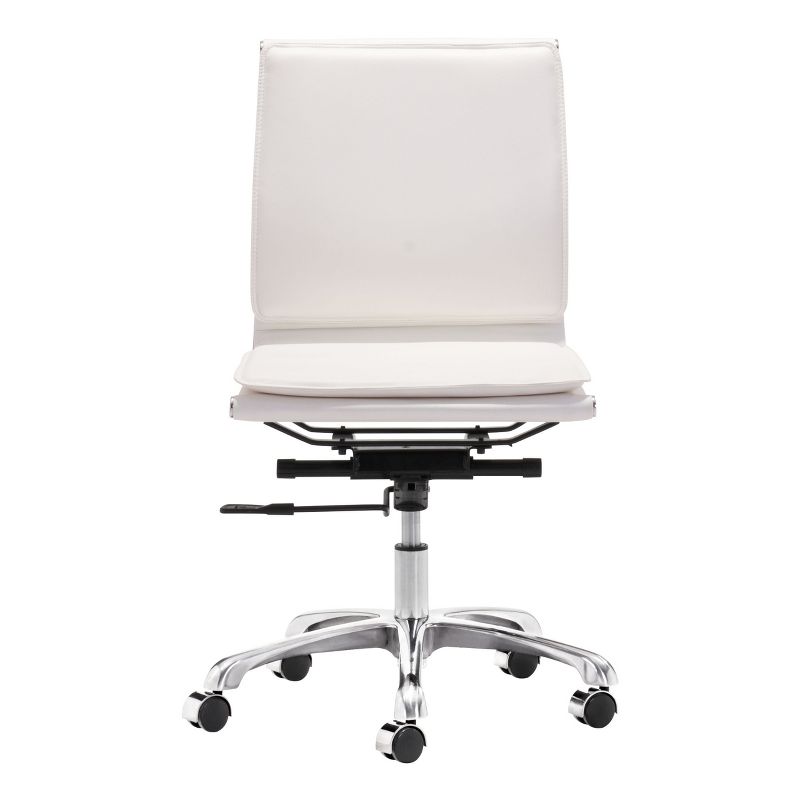 Ergonomic Upholstered Adjustable Armless Office Chair - White - ZM Home, 5 of 14
