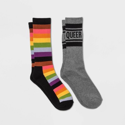 valse tragedie fordel Pride Adult 2pk Socks Queer Rainbow - Heather Gray : Target