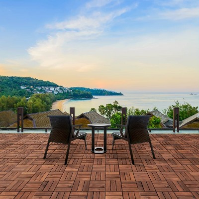 Racxily 11.8"x11.8" Natural Acacia Deck Tiles - Interlocking A+ Grade Acacia Tiles for Garden, Balcony, Indoor/Outdoor Use