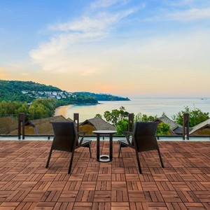 Racxily 11.8"x11.8" Natural Acacia Deck Tiles - Interlocking A+ Grade Acacia Tiles for Garden, Balcony, Indoor/Outdoor Use - 1 of 4