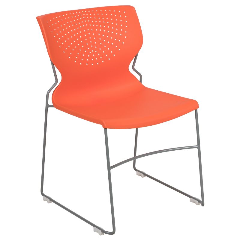 Flash Furniture HERCULES Series 661 lb. Capacity Orange Full Back Stack Chair with Gray Powder Coated Frame, 1 of 15